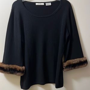 Neiman Marcus Cashmere Blouse w/ Fur Cuffs